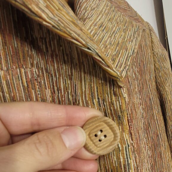 Philippe Adec Brown Orange Cotton Blend Button Front Lightweight Blazer Size 10 - Picture 8 of 15